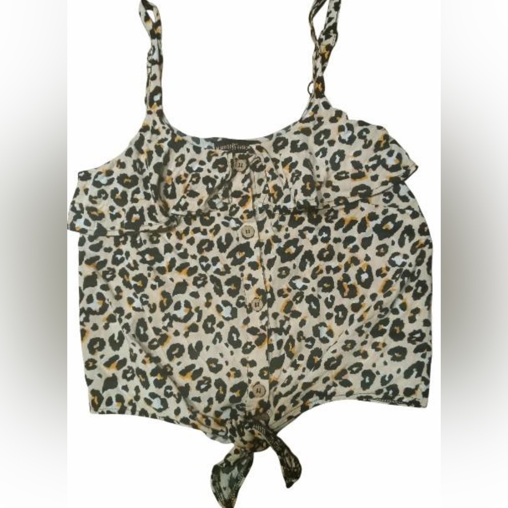 Leopard Print Button-Up Crop Top